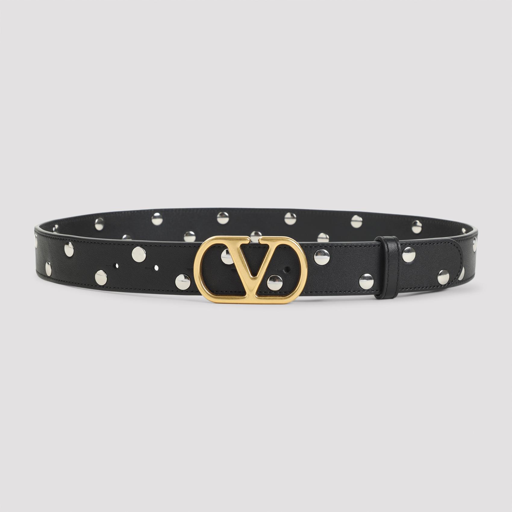valentino garavani buckle belt black calf leather - women
