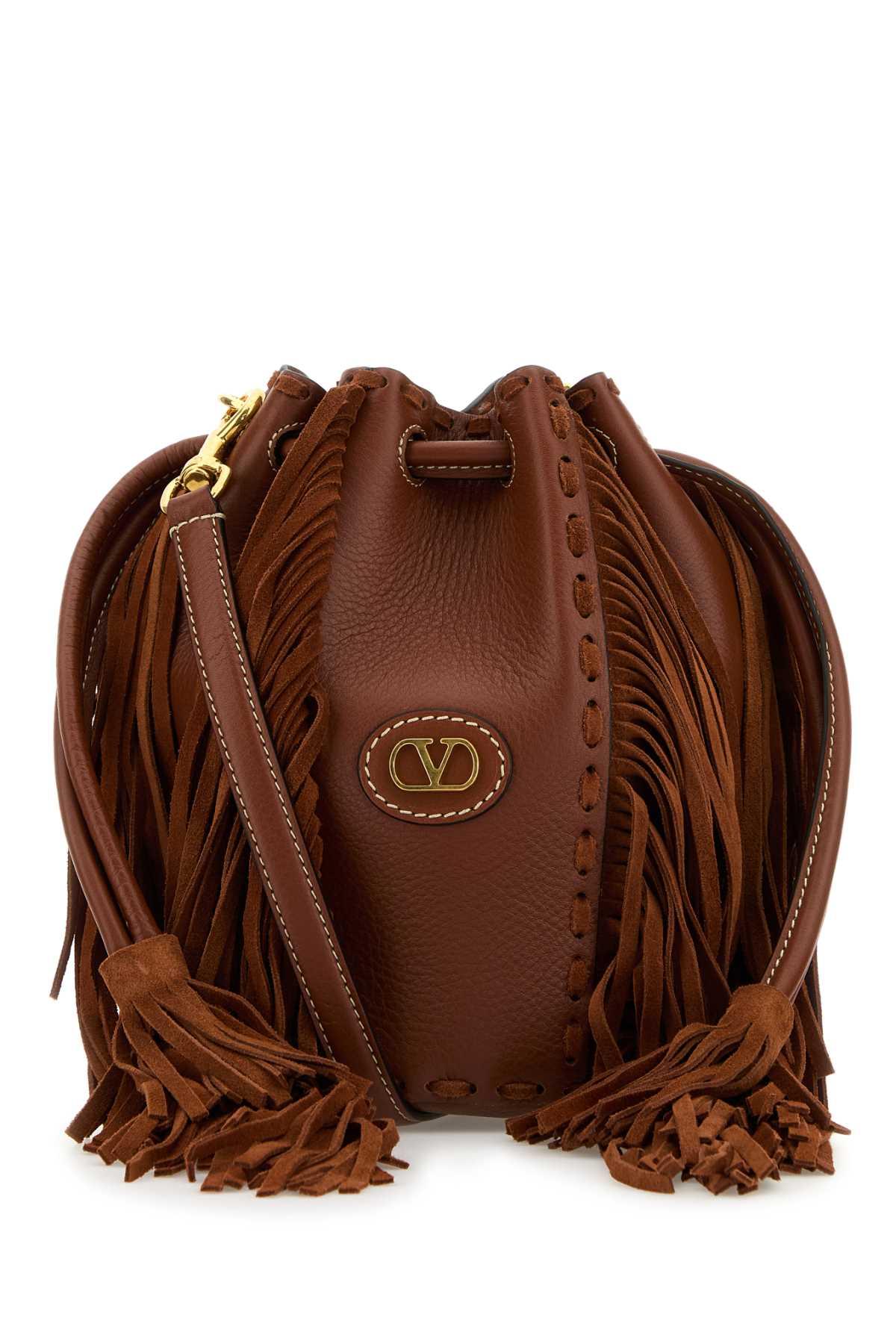 valentino garavani caramel leather bucket bag