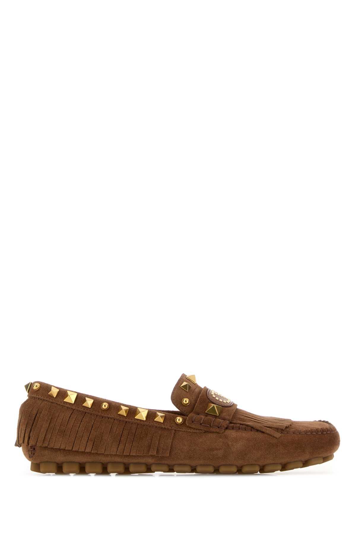 valentino garavani caramel split-leather plaster caster loafers