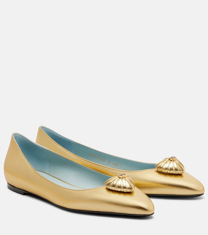 valentino garavani caur royal metallic leather ballet flats