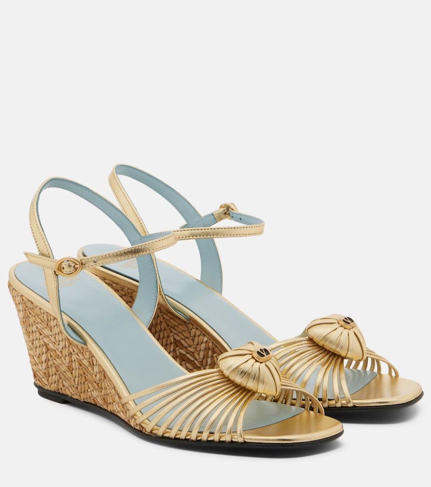 valentino garavani caur royal metallic leather wedge sandals