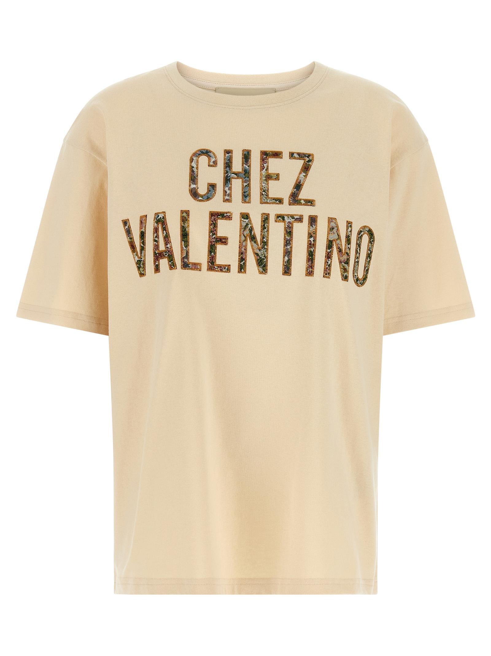 valentino garavani chez t-shirt beige cotton - women