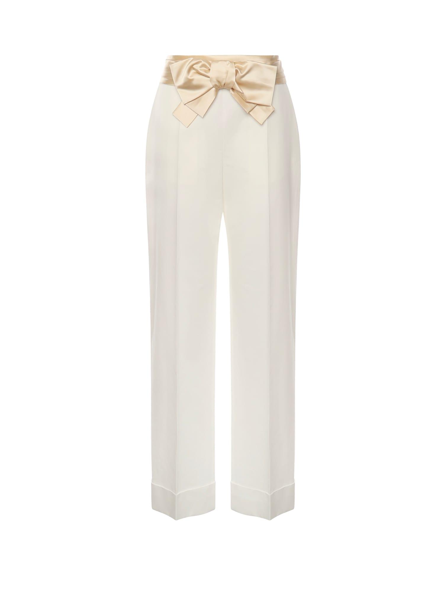 valentino garavani cotton and linen pants with bow