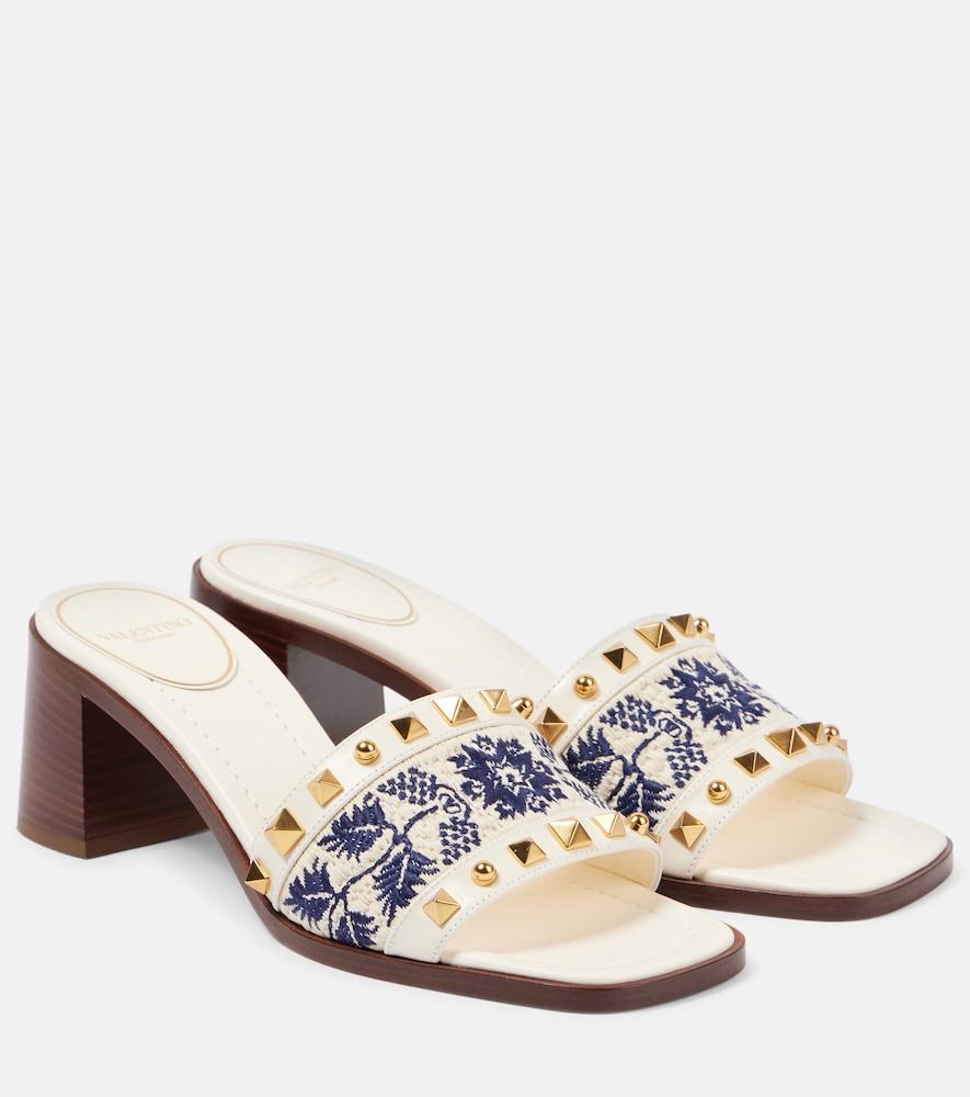 valentino garavani county 60 rockstud embroidered mules