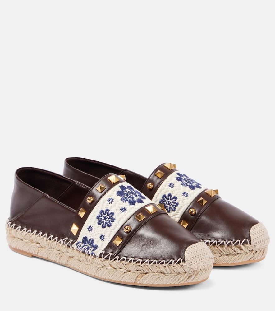 valentino garavani county rockstud leather espadrilles