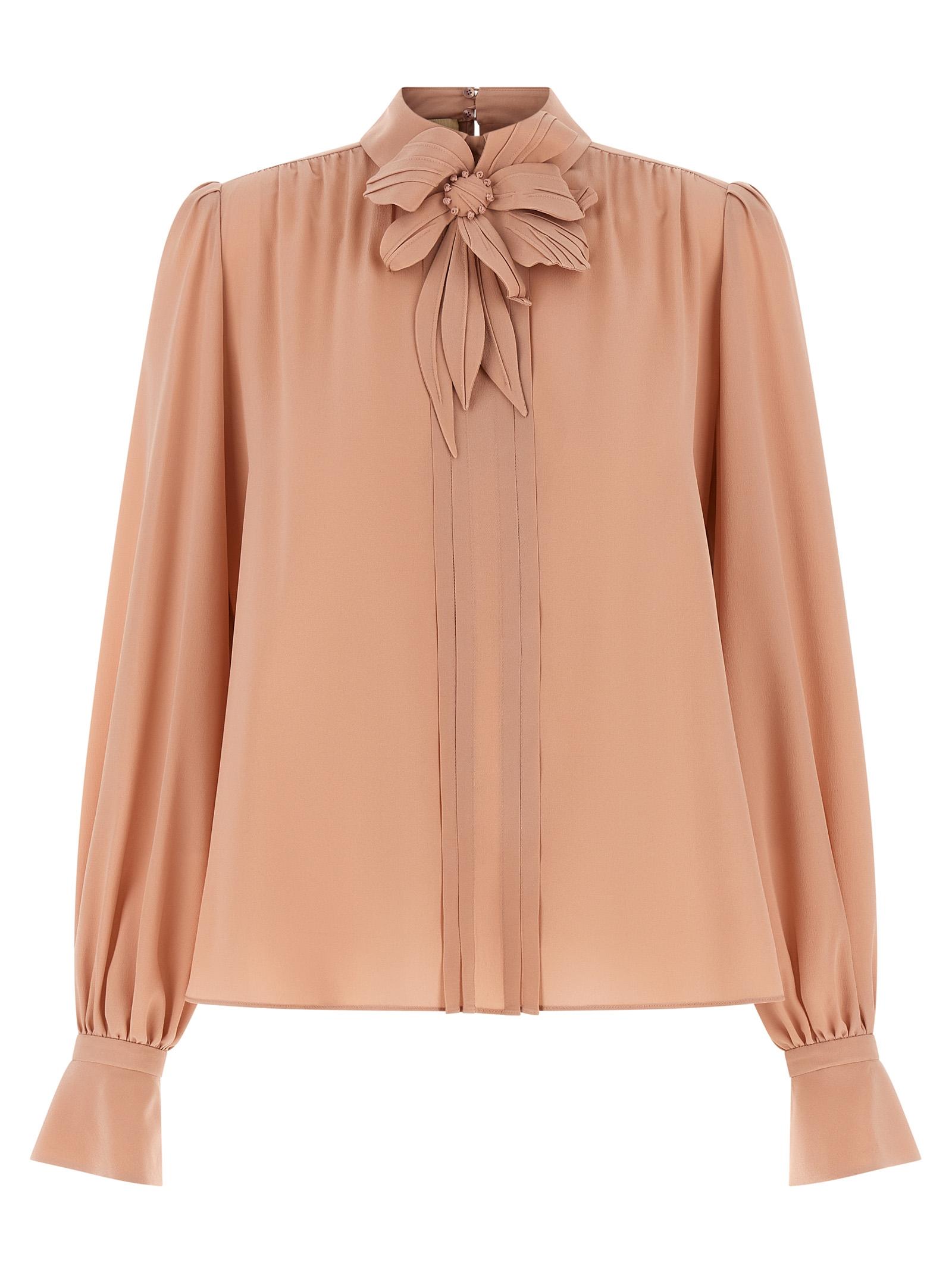 valentino garavani crêpe top pink silk tops - women