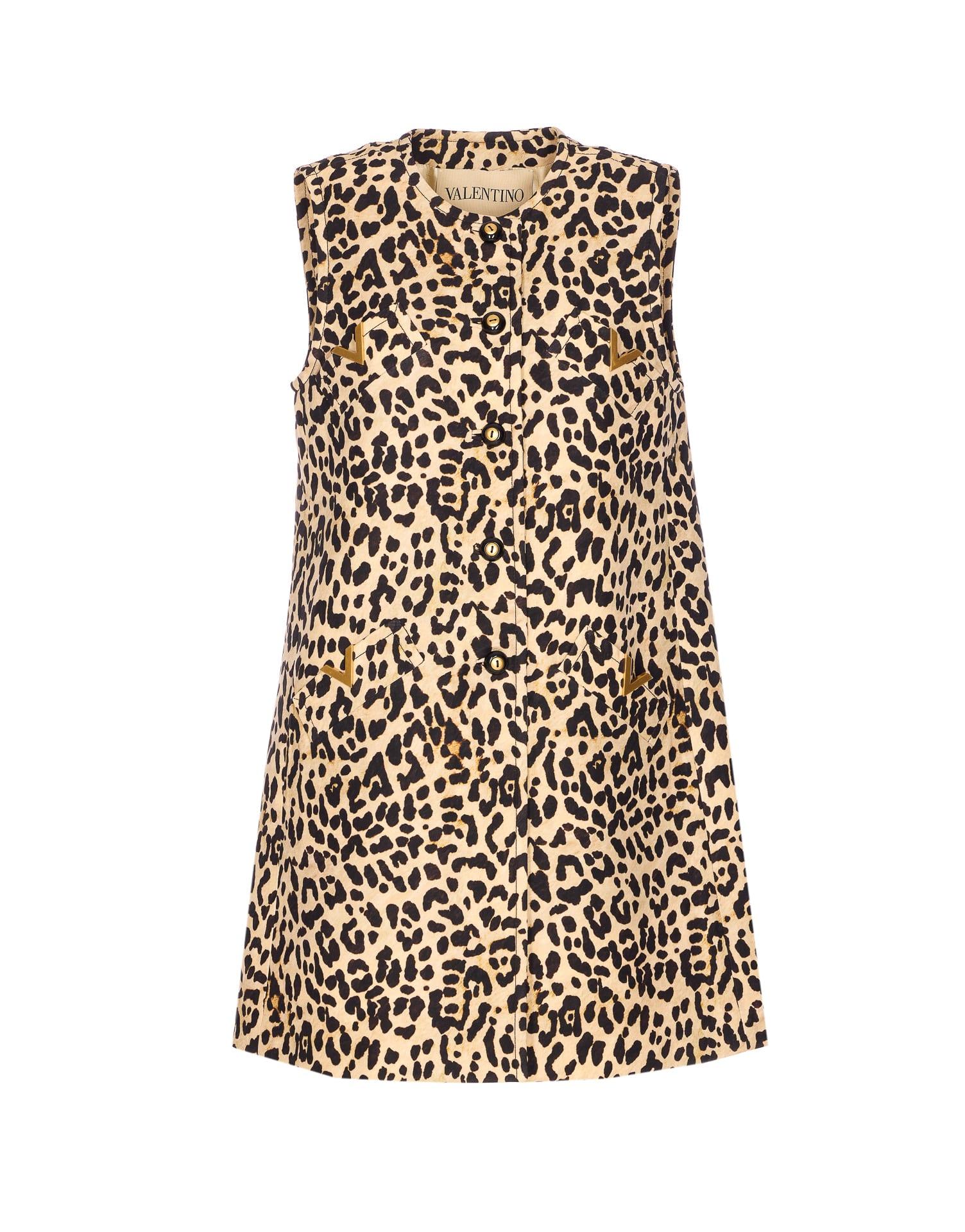 valentino garavani crepe couture animalier print dress