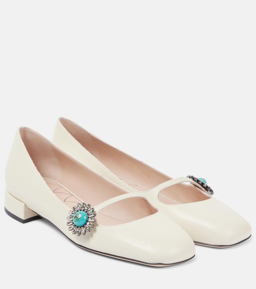 valentino garavani daisy embellished leather mary jane pumps