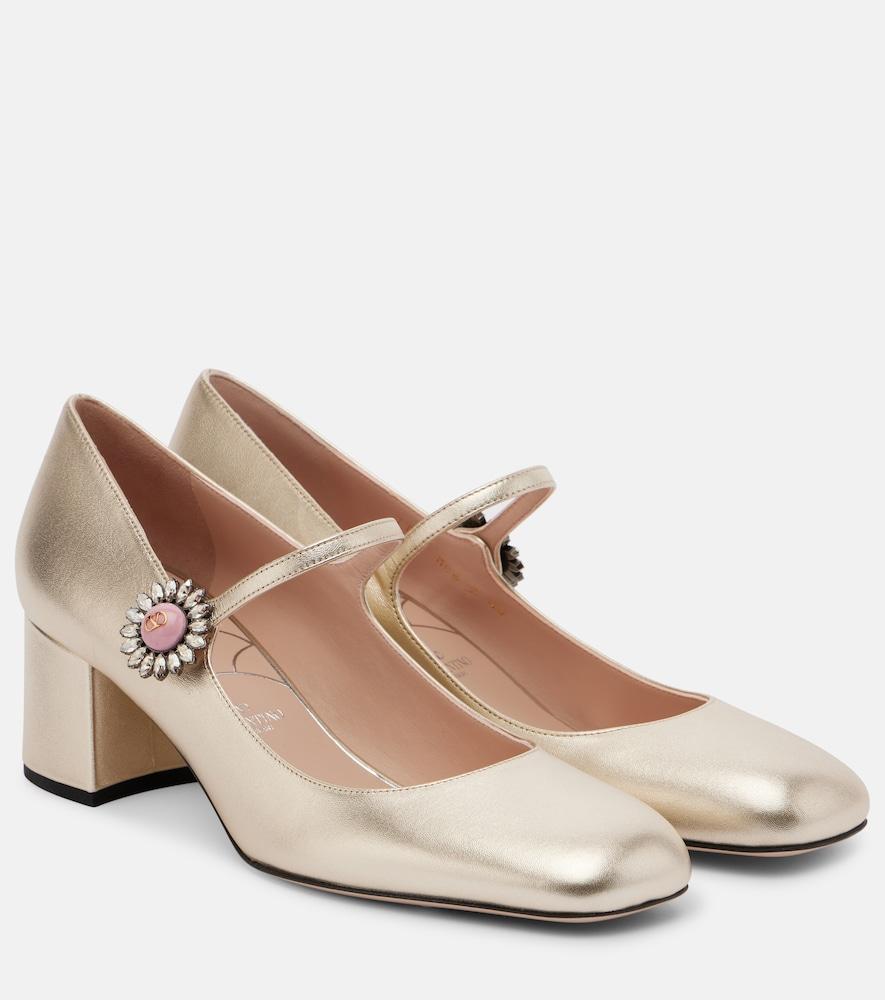 valentino garavani daisy jewel 55 leather mary jane pumps