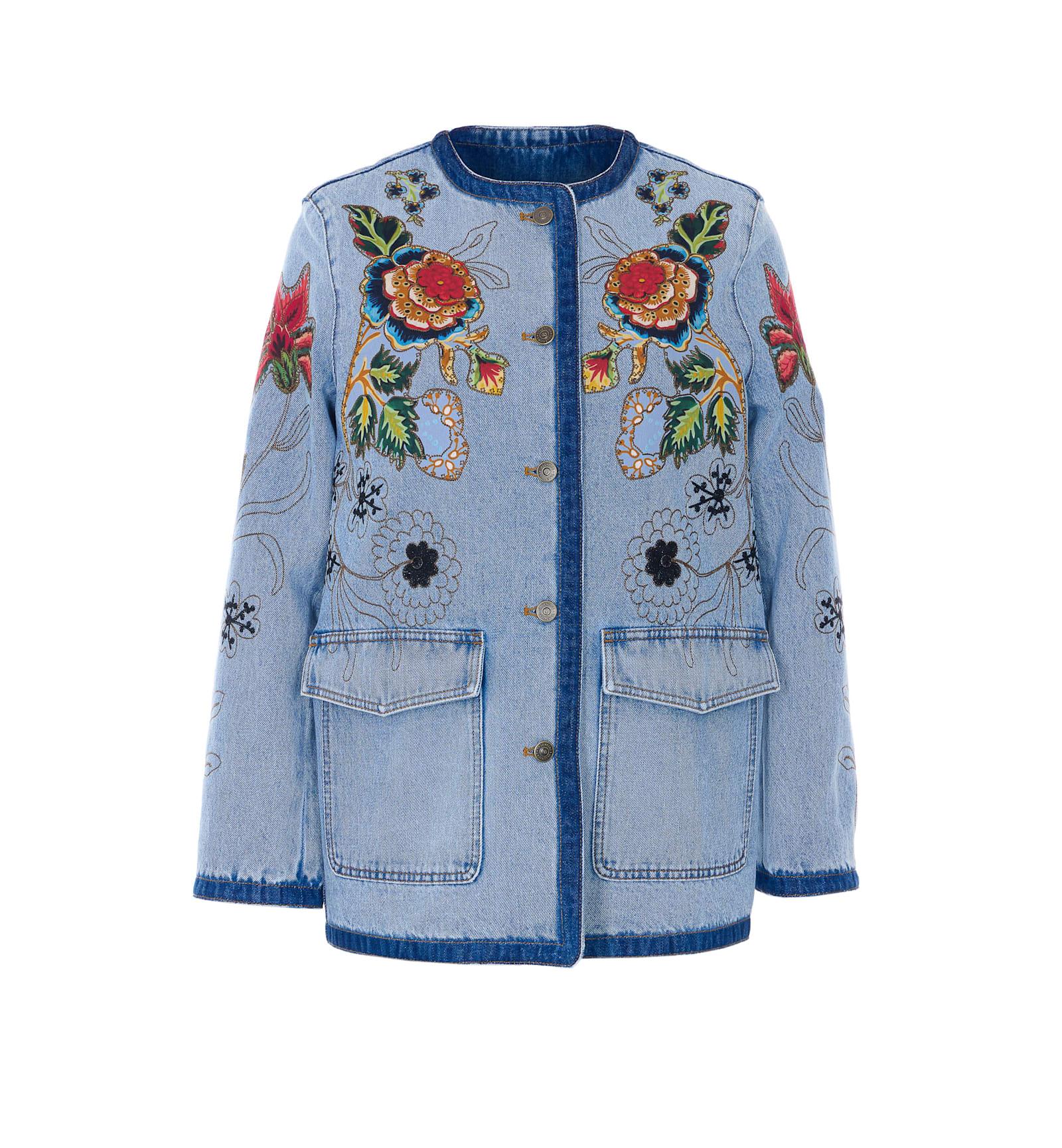 valentino garavani denim embroidered jacket
