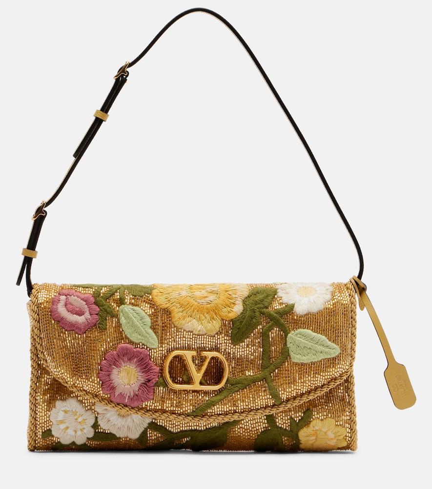 valentino garavani devain small beaded floral shoulder bag