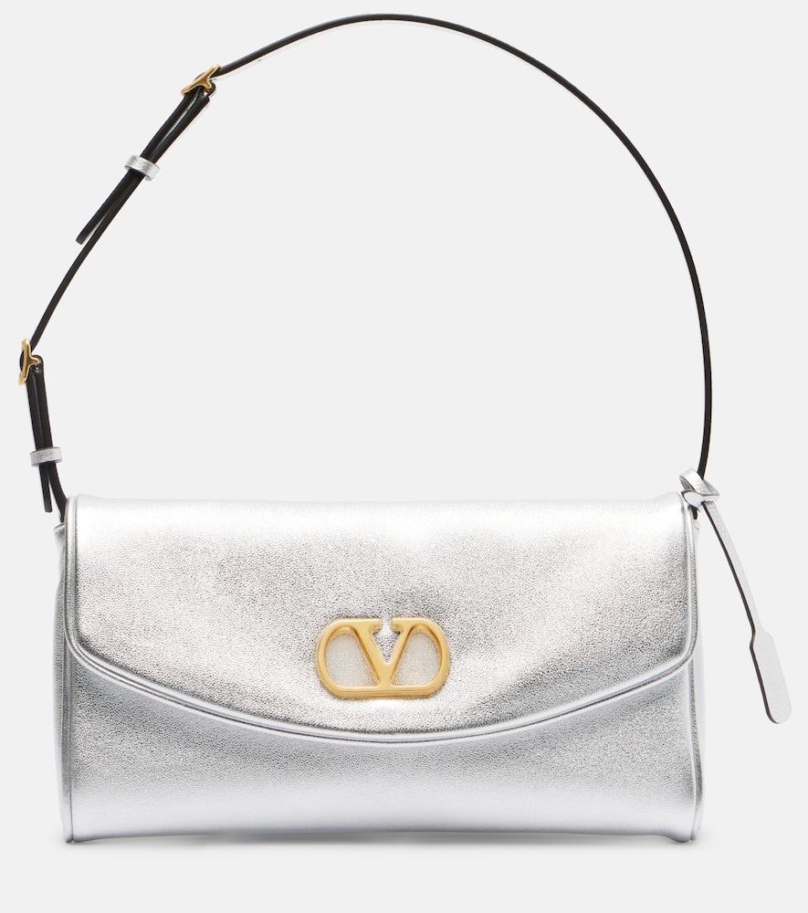 valentino garavani devain small metallic leather shoulder bag