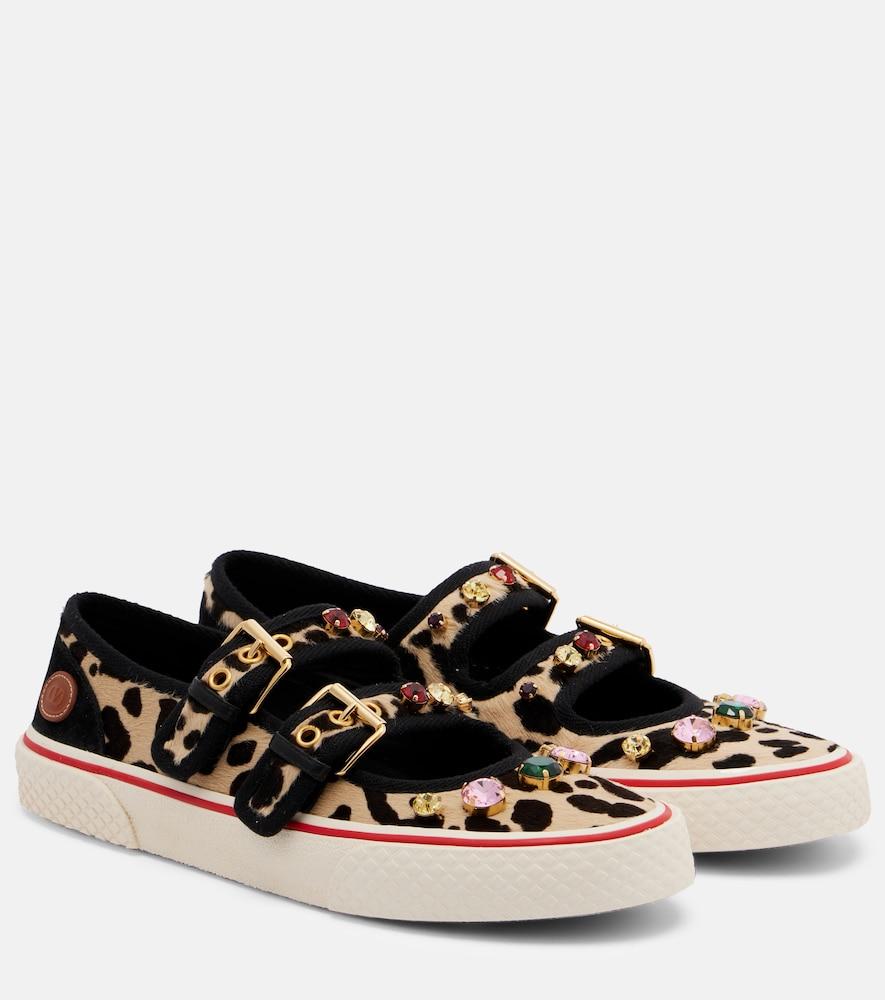 valentino garavani dollyboard embellished calf hair sneakers
