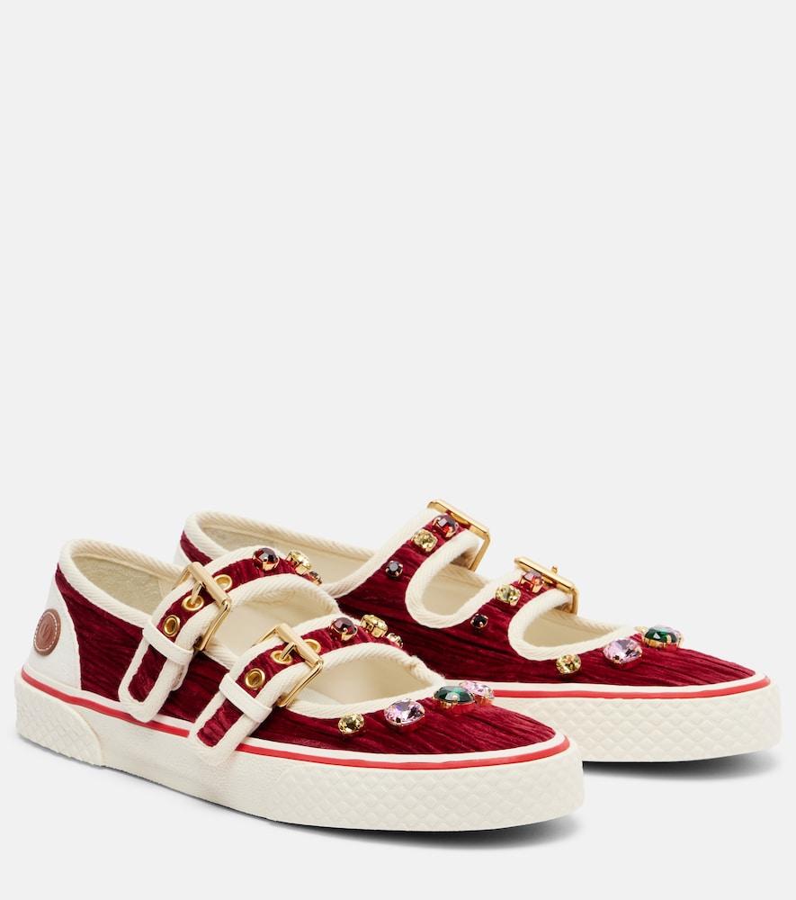 valentino garavani dollyboard embellished velvet sneakers