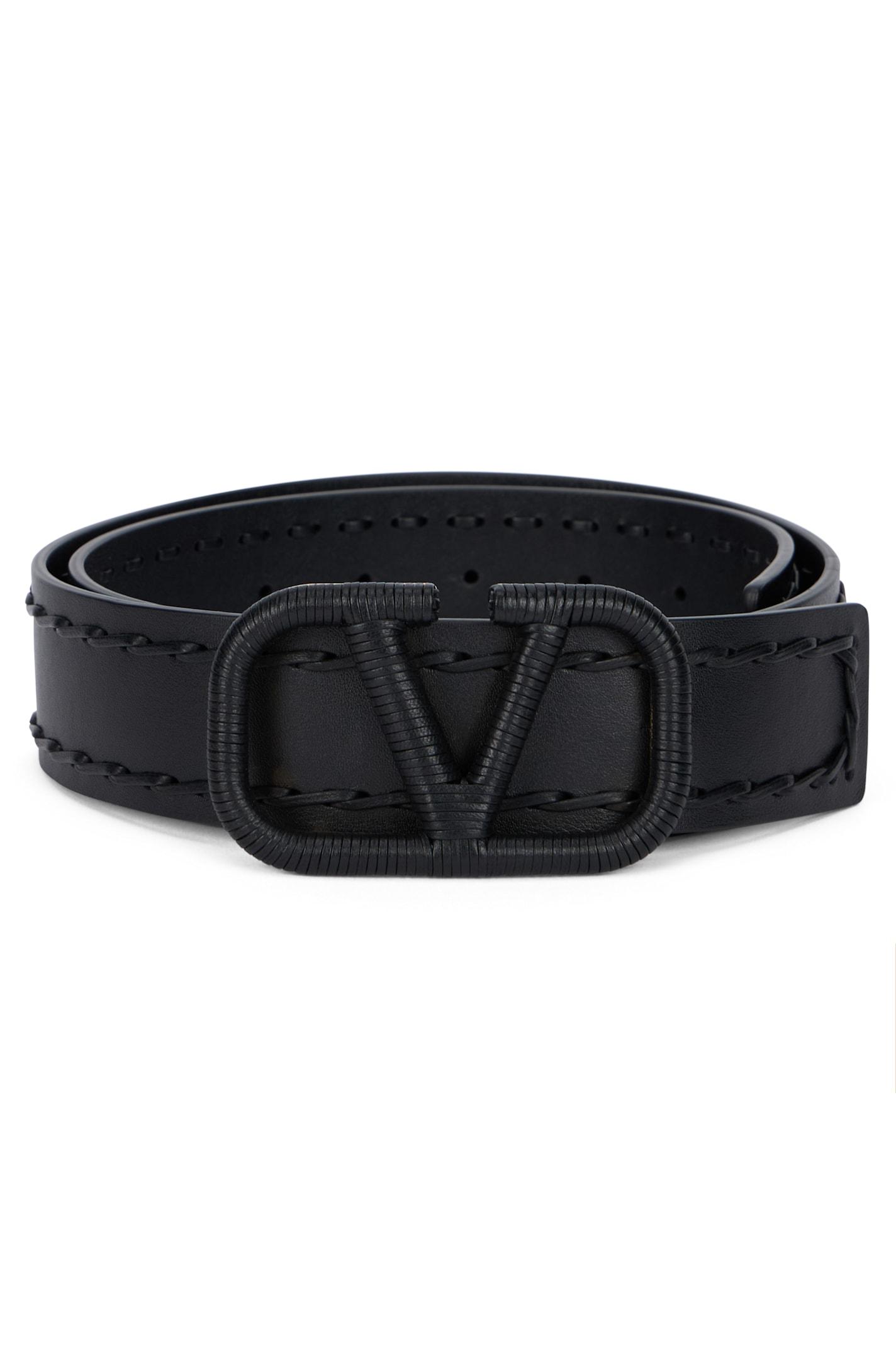 valentino garavani elegant and versatile black leather belt