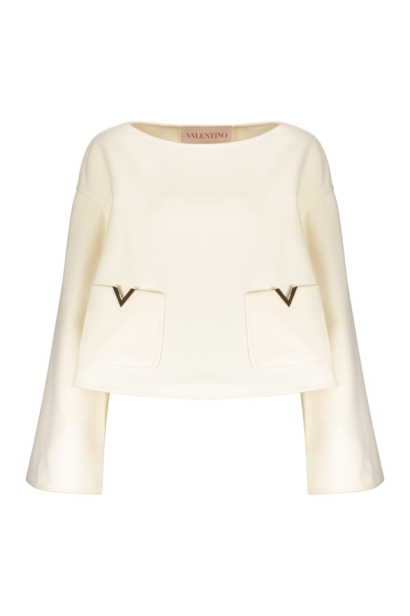 valentino garavani elegant cropped jacket with bell sleeves