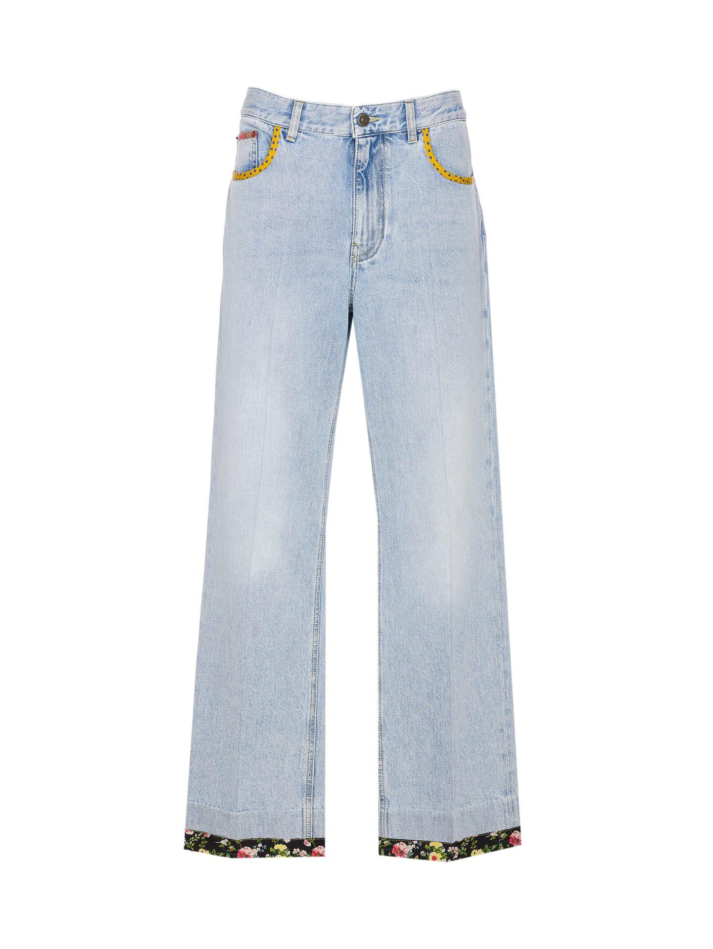 valentino garavani embroidered denim pants