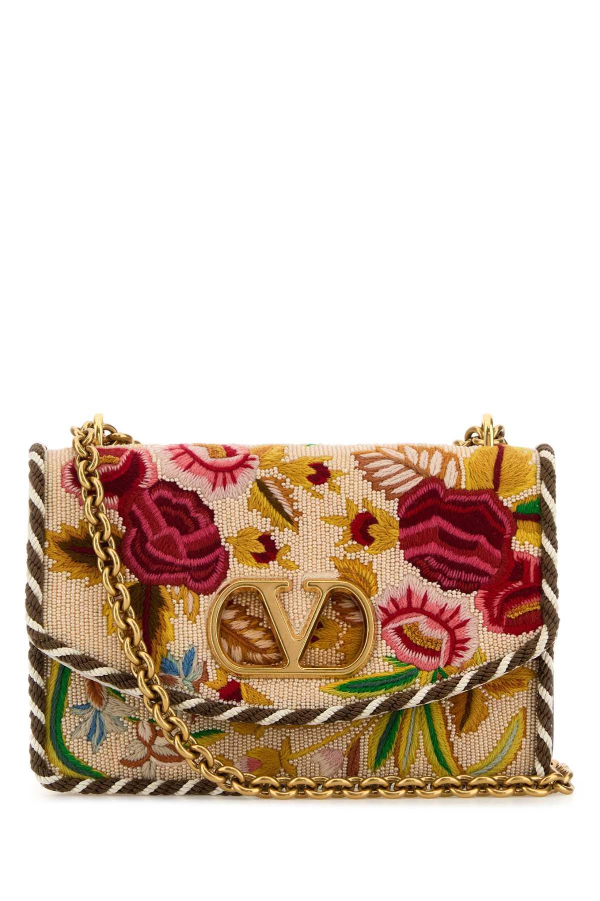 valentino garavani embroidered fabric vain shoulder bag