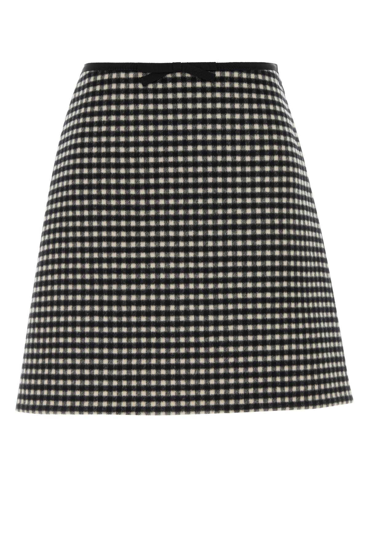 valentino garavani embroidered flannel mini skirt