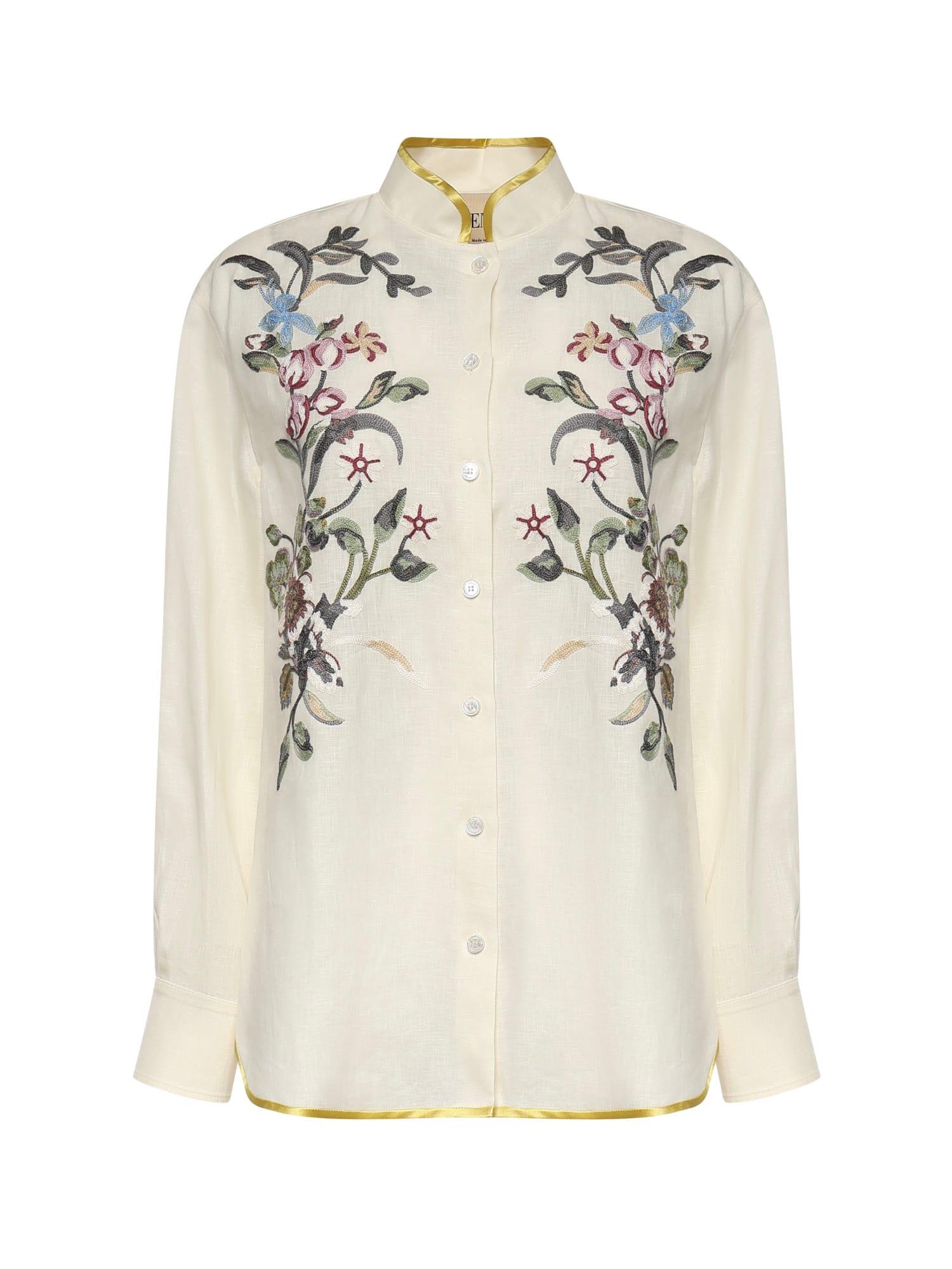 valentino garavani embroidered linen shirt