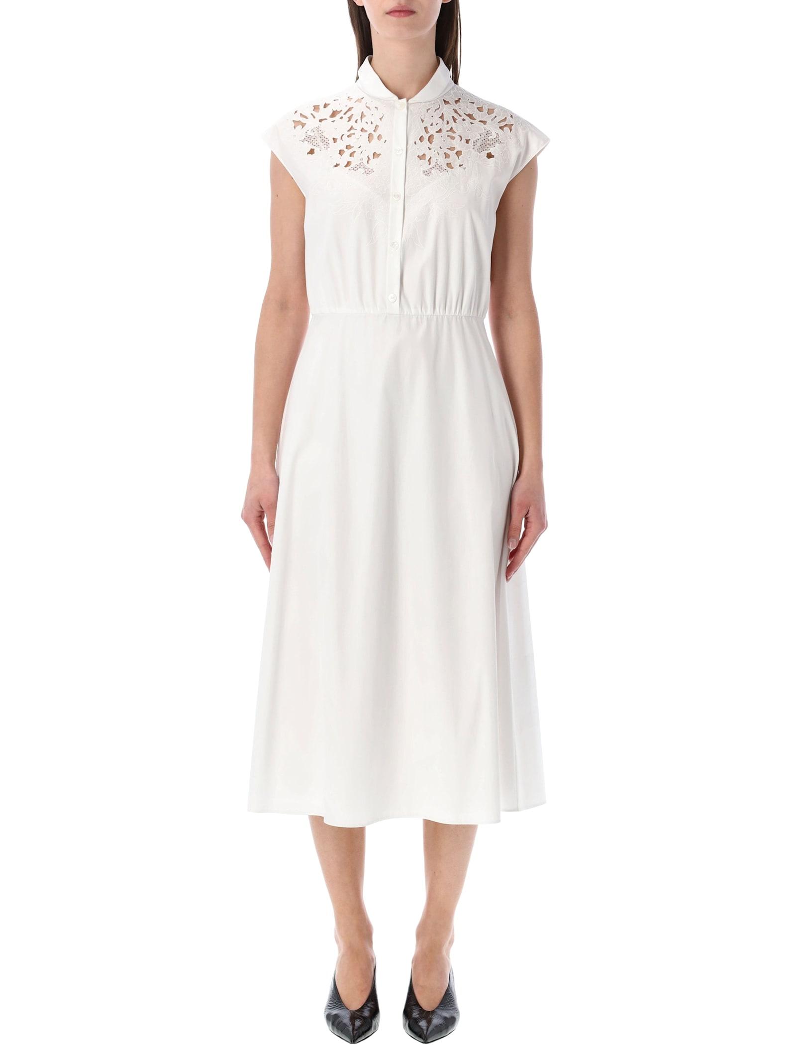valentino garavani embroidered poplin midi dress