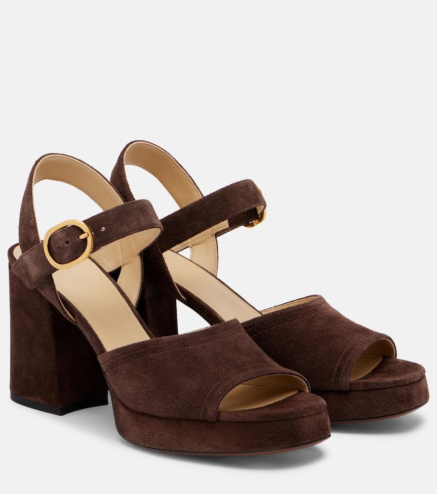 valentino garavani fawcette vlogo suede platform sandals