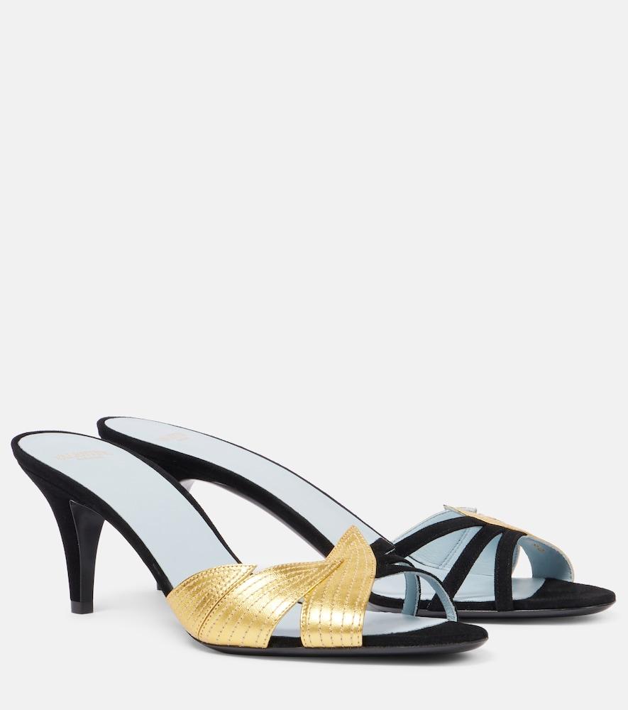 valentino garavani foliefoliage 65 suede and leather sandals