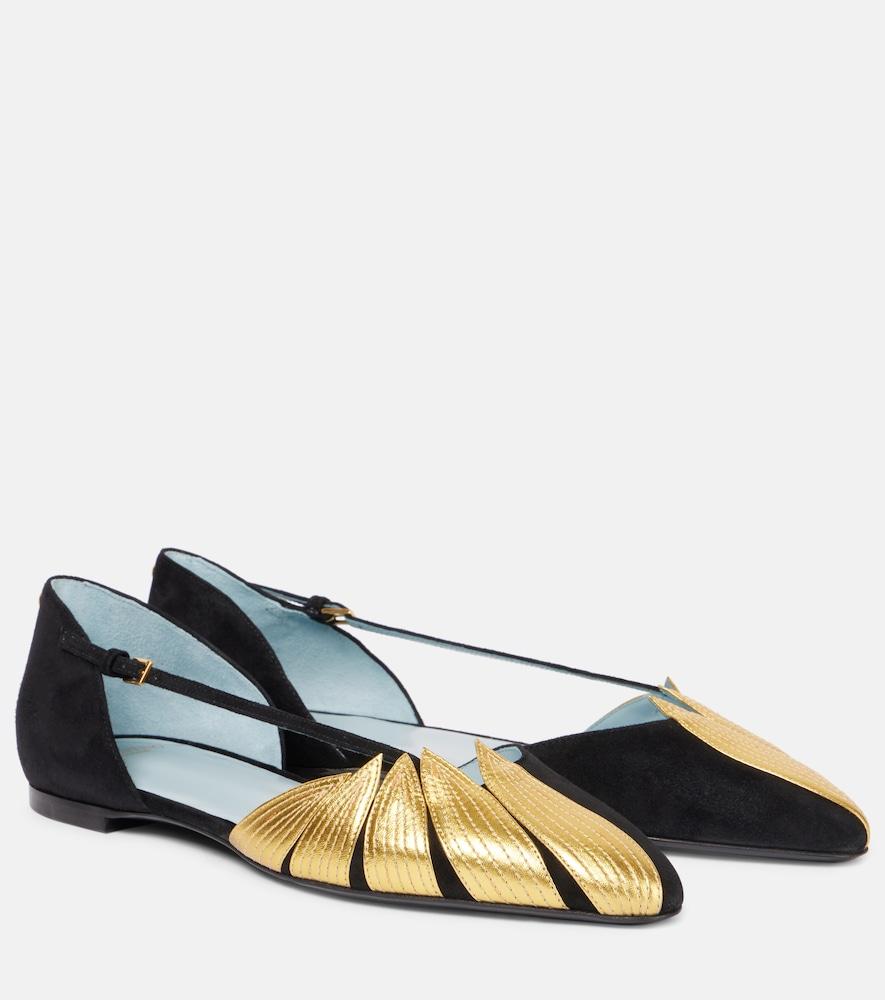 valentino garavani foliefoliage suede and leather ballet flats