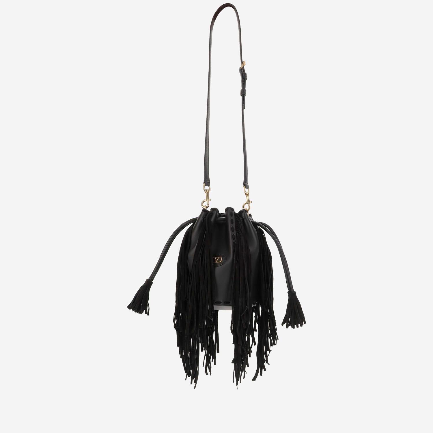 valentino garavani fringed leather shoulder bag