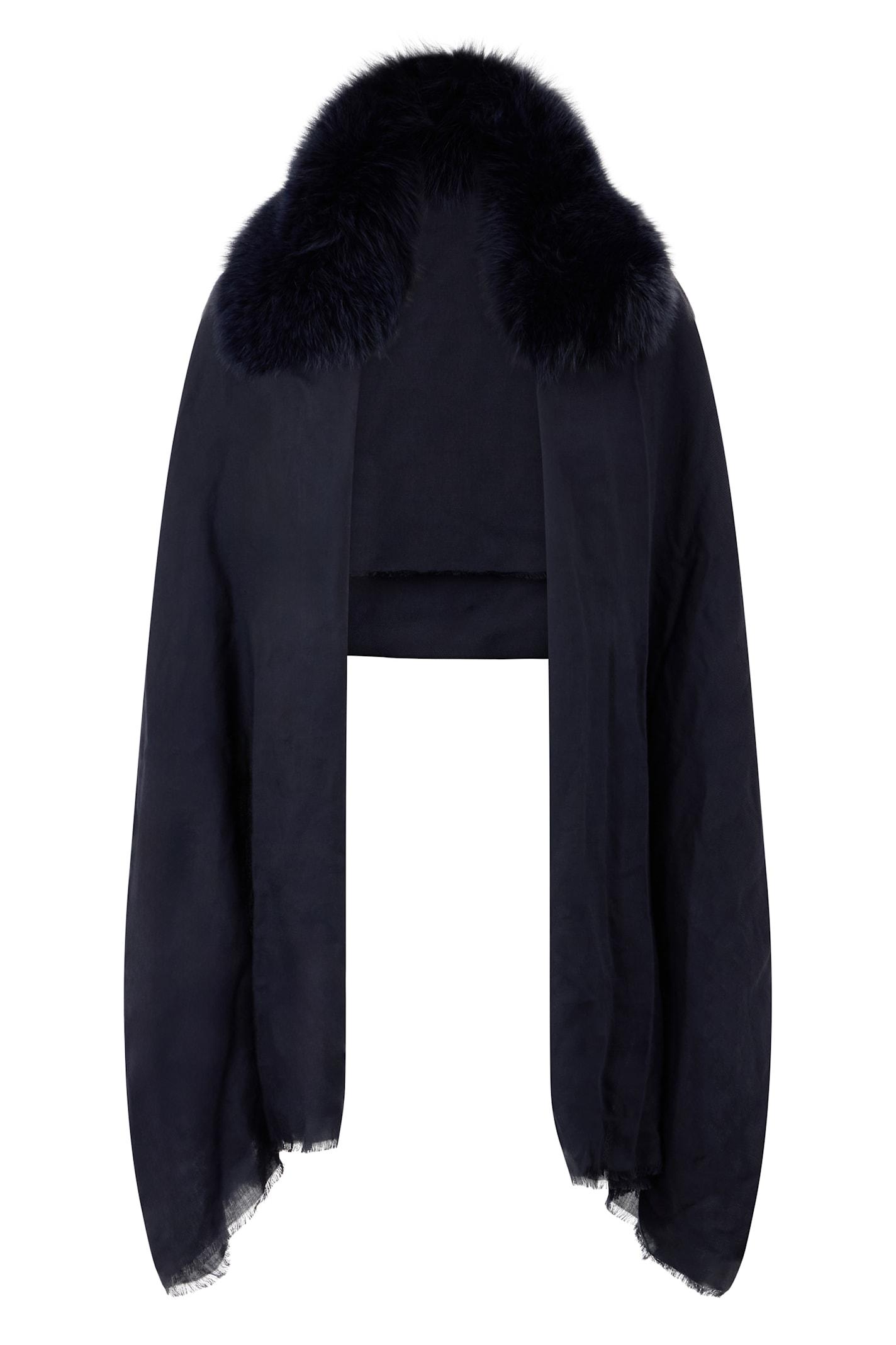 valentino garavani fur collar cashmere cape-coat