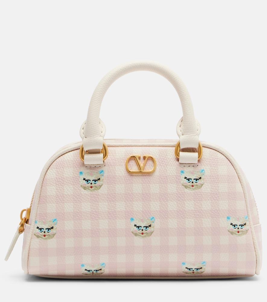 valentino garavani gingham leather tote bag