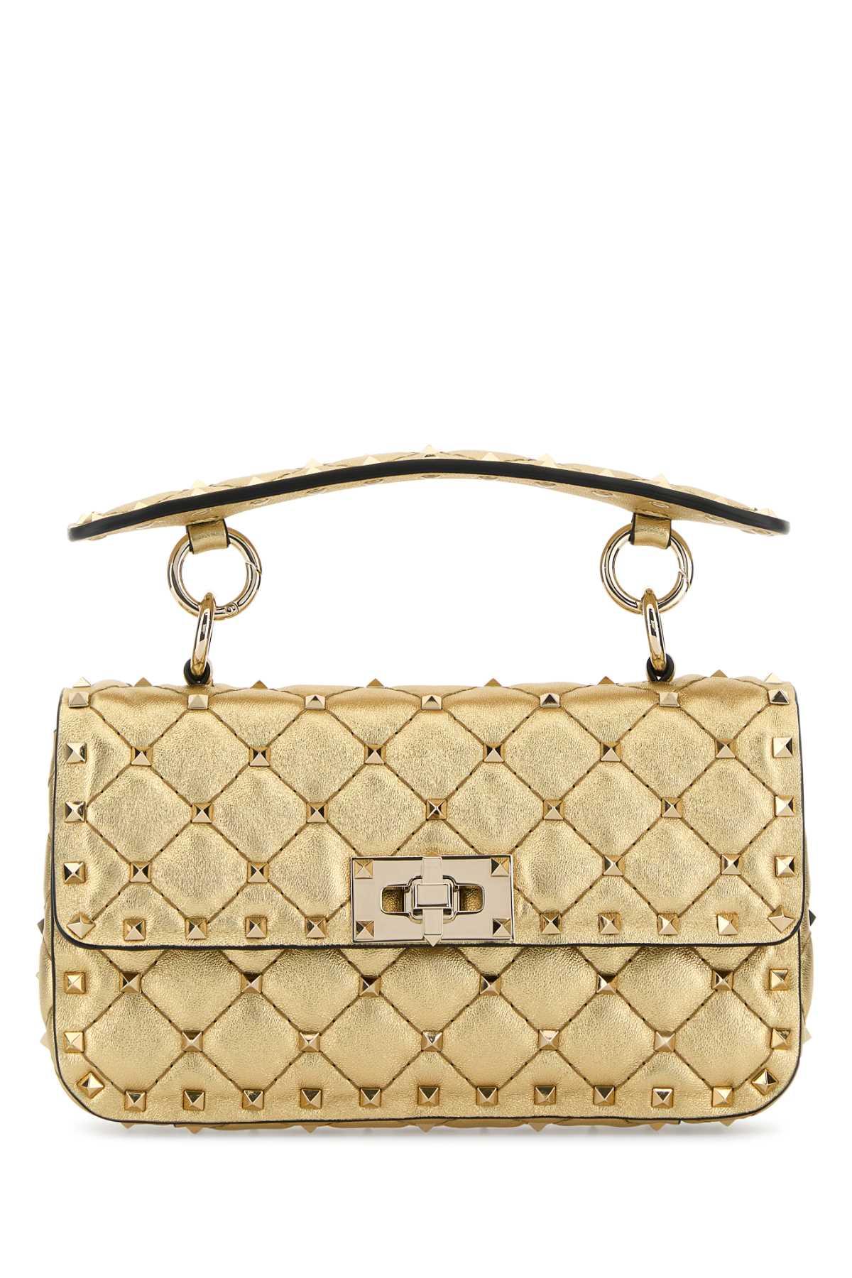 valentino garavani gold leather rockstuds handbag