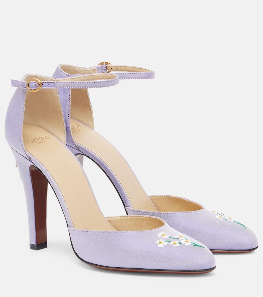 valentino garavani hi dolly 105 embroidered satin pumps