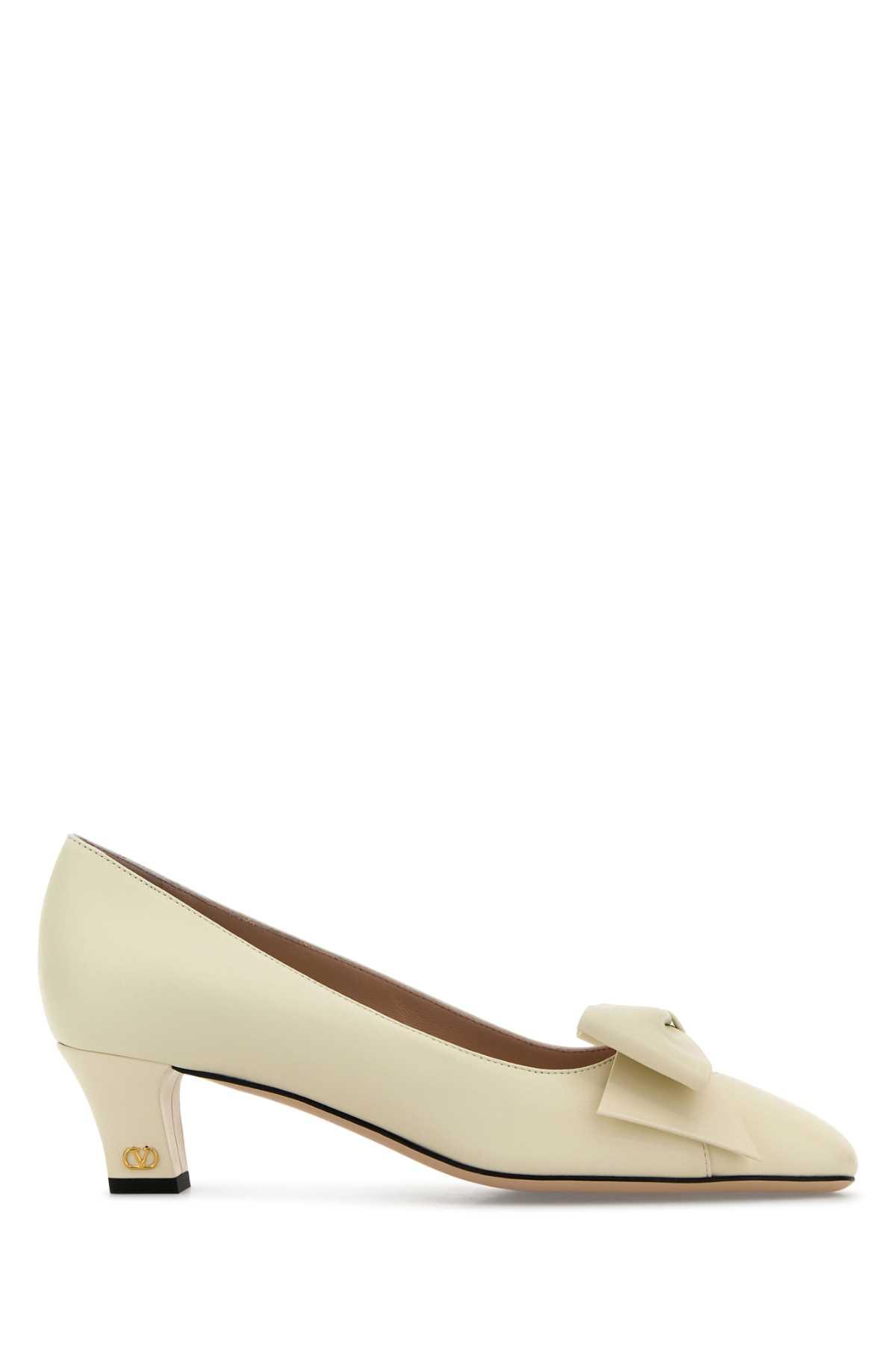 valentino garavani ivory leather bowow pumps
