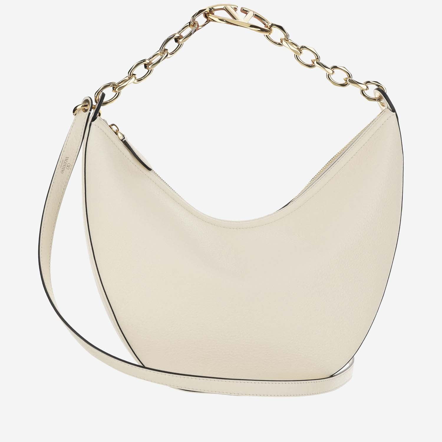 valentino garavani ivory leather medium hobo vlogo moon shoulder bag