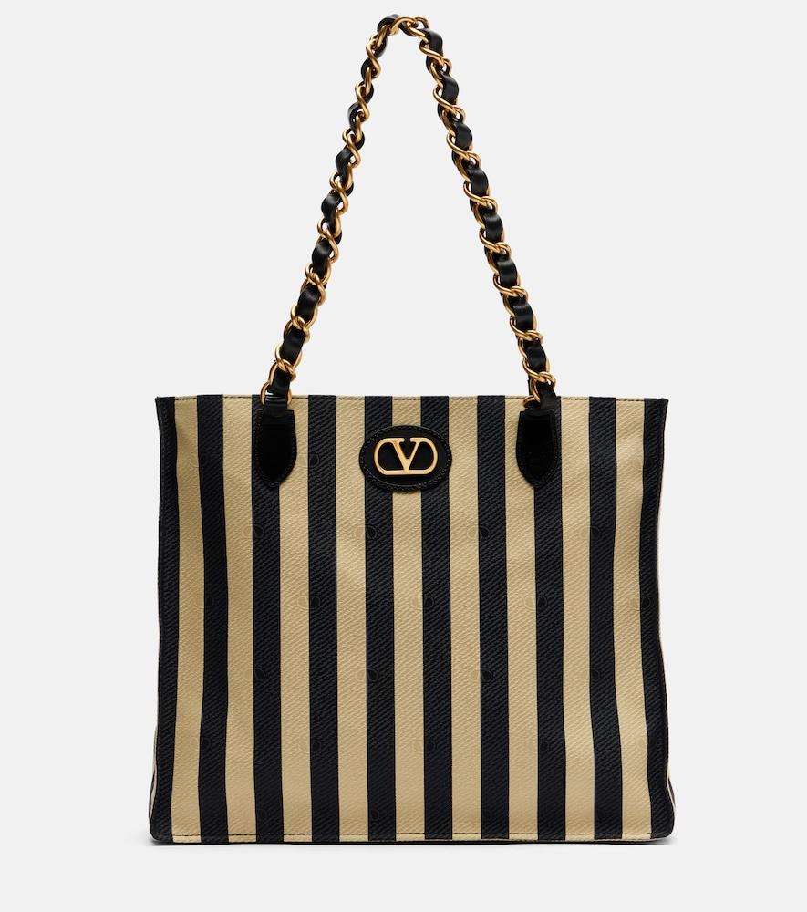 valentino garavani laseine large striped tote bag