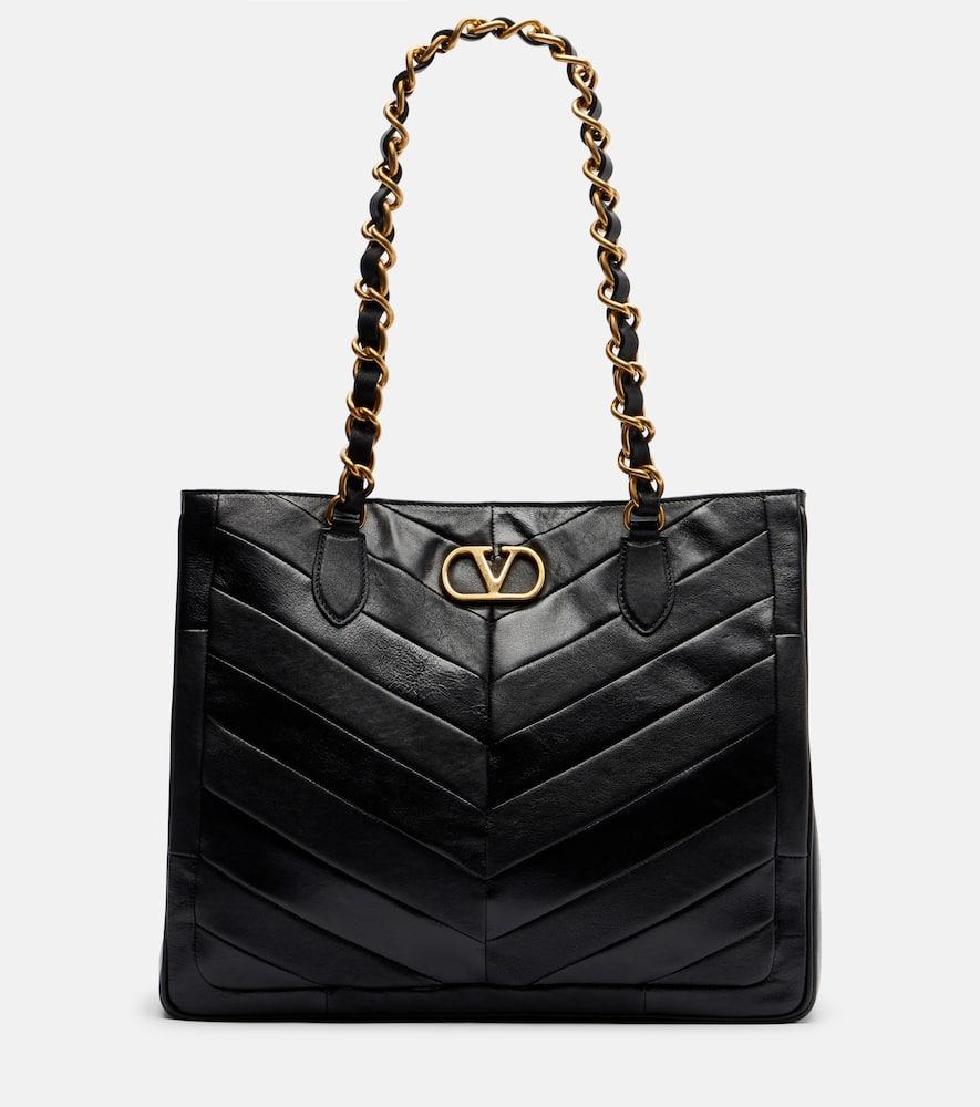 valentino garavani laseine small chevron leather tote bag