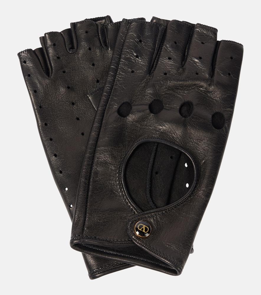 valentino garavani leather fingerless gloves