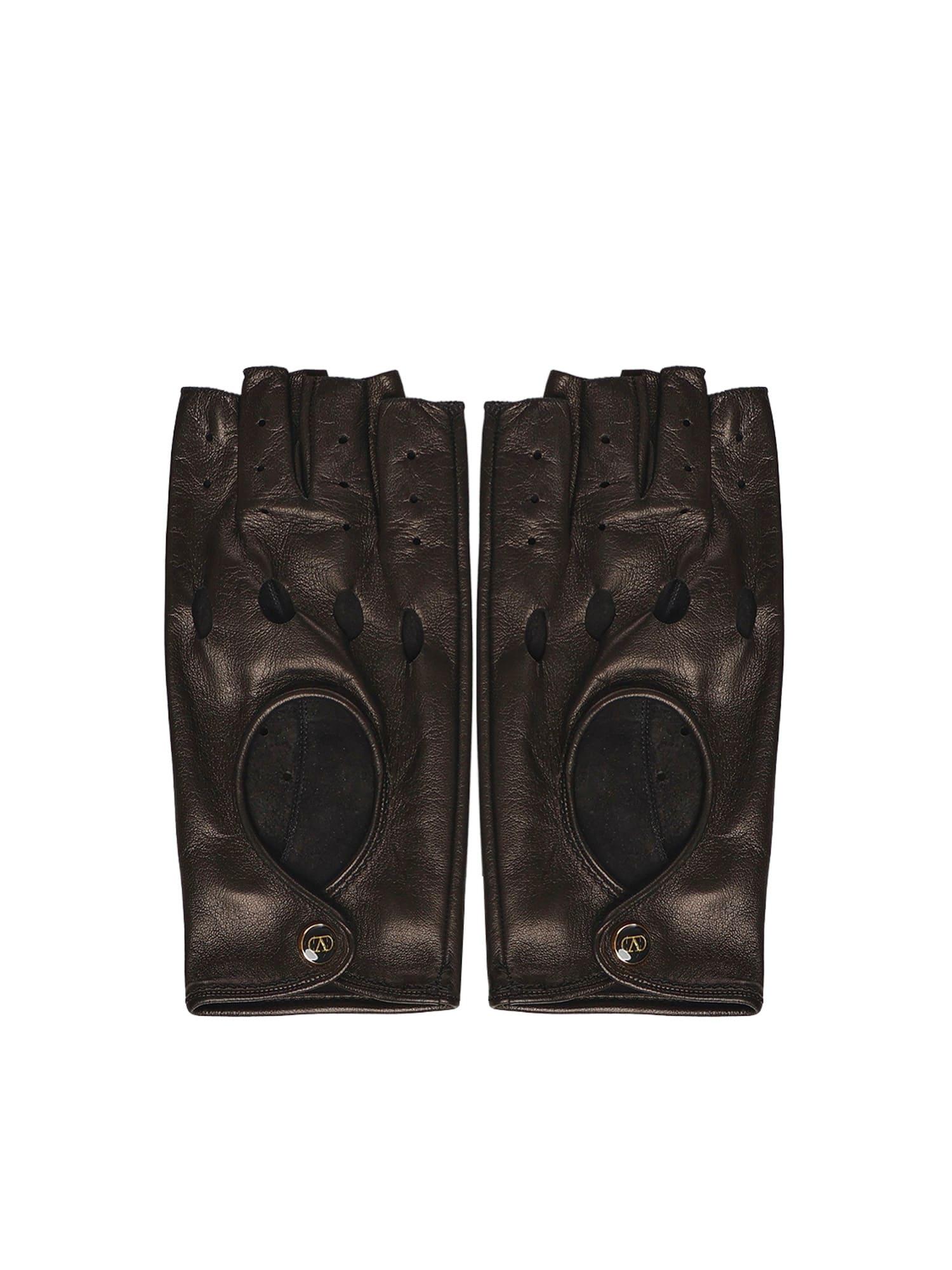 valentino garavani leather gloves with logo