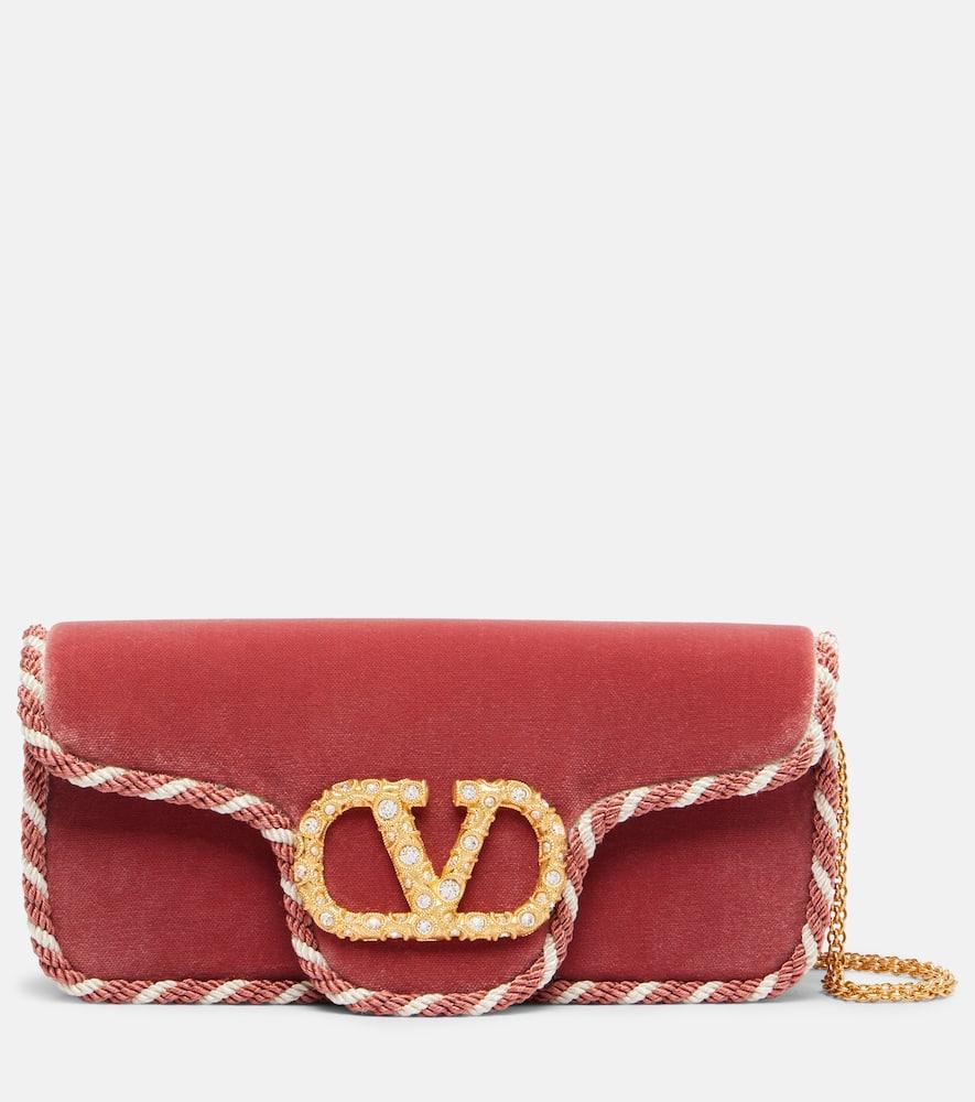 valentino garavani locò mini embellished velvet clutch