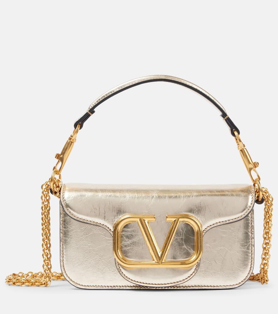valentino garavani locò small metallic leather shoulder bag