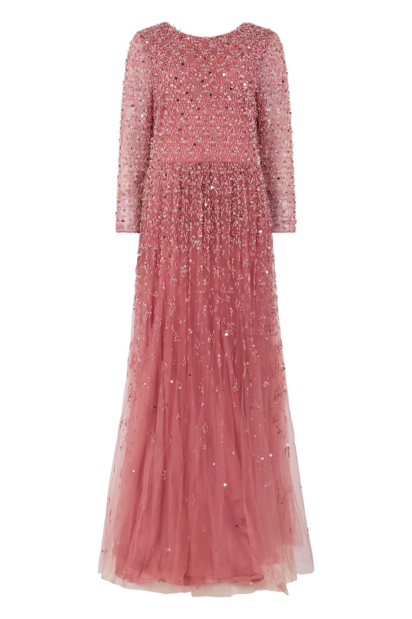 valentino garavani long dress in tulle with appliqués