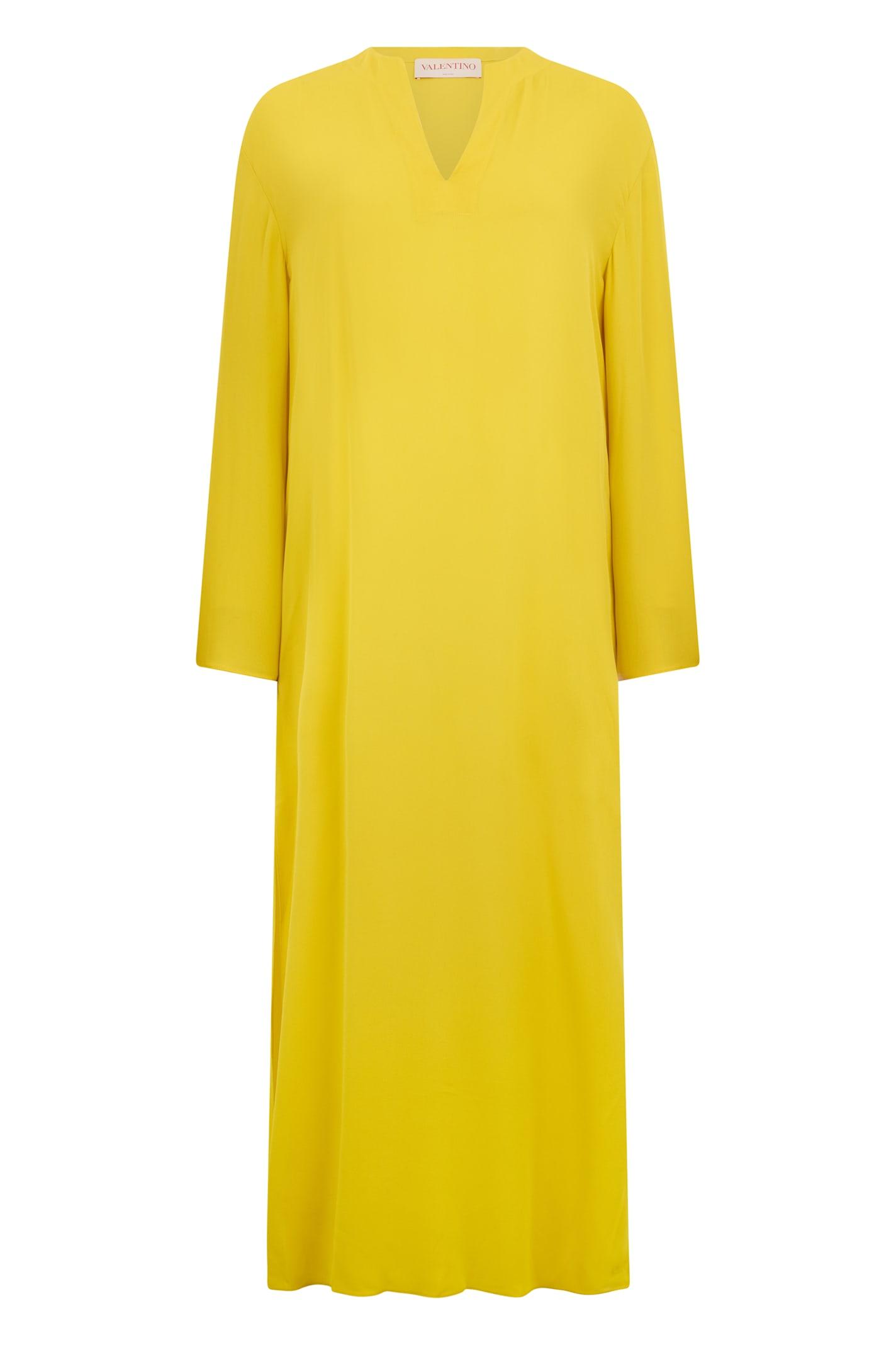 valentino garavani long yellow elegant dress with long sleeves