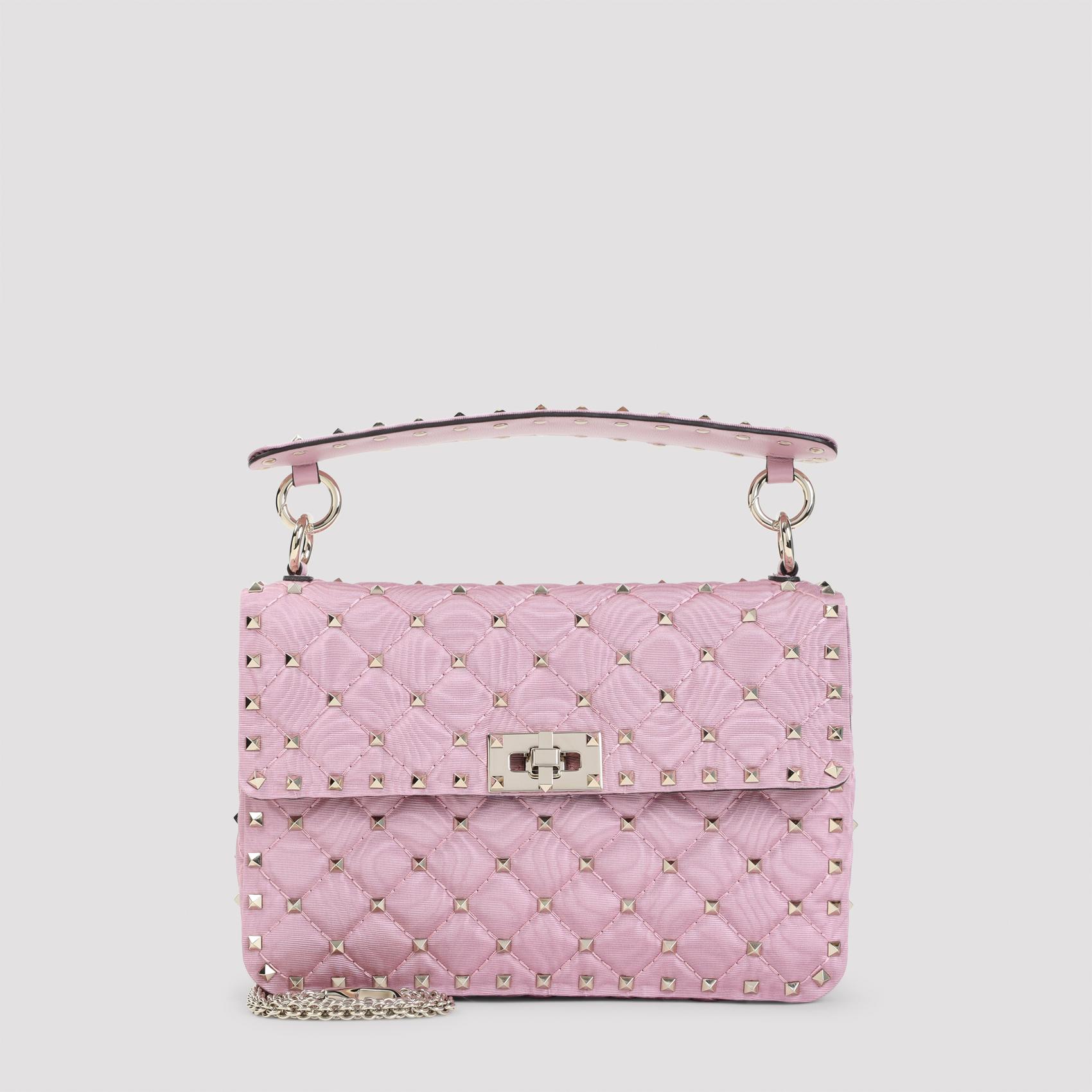 valentino garavani medium shoulder bag pink & purple textile leather studs - women