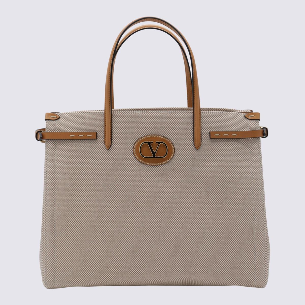 valentino garavani natural cotton and leather antibes tote