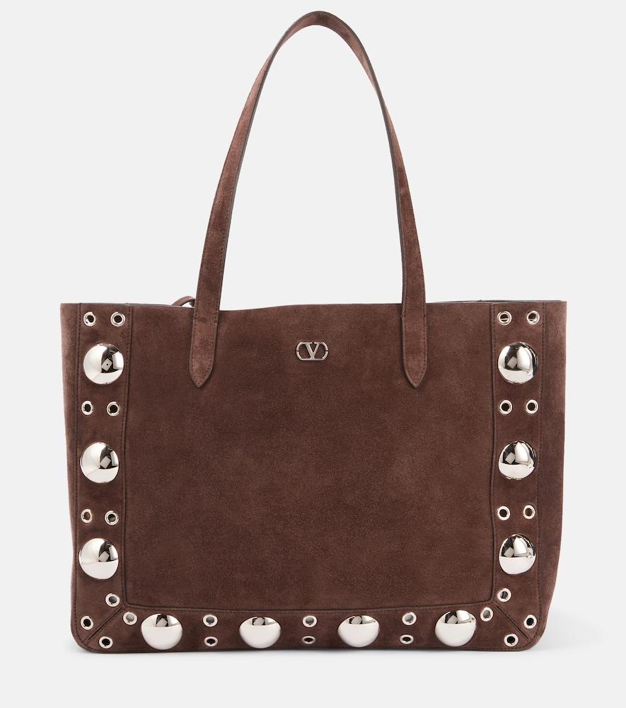 valentino garavani nellcôte medium studded suede shopper