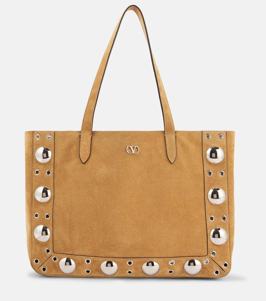 valentino garavani nellcôte medium studded suede shopper