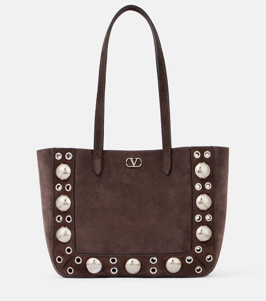 valentino garavani nellcôte small embellished suede shopper