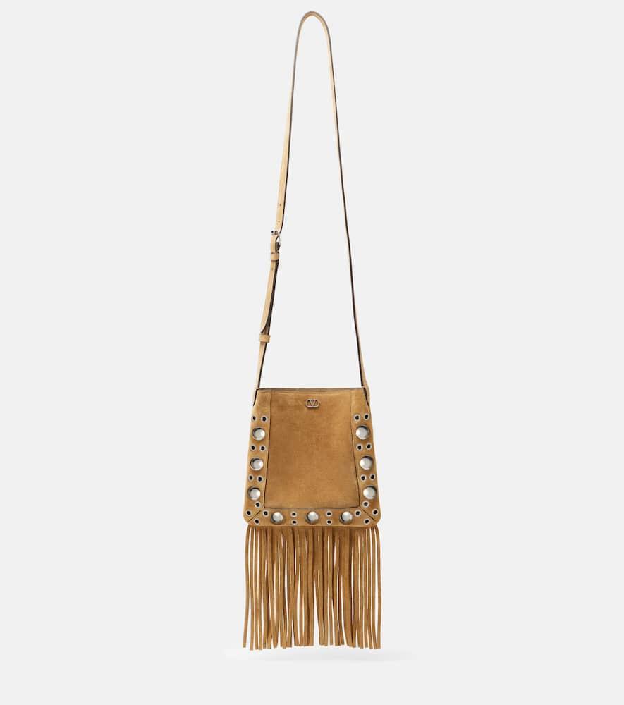 valentino garavani nellcôte vlogo studded suede shoulder bag