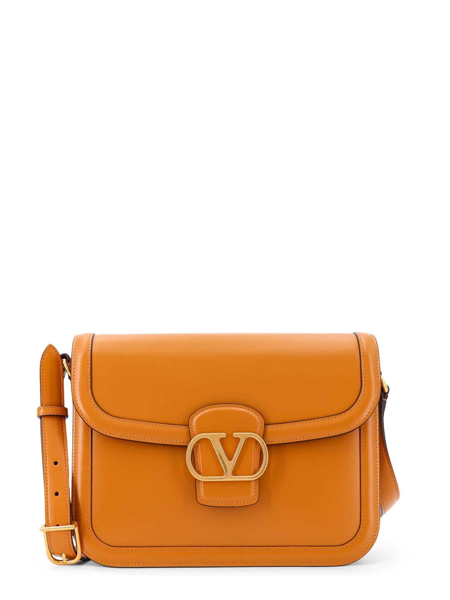 valentino garavani orange leather 9to5 shoulder bag